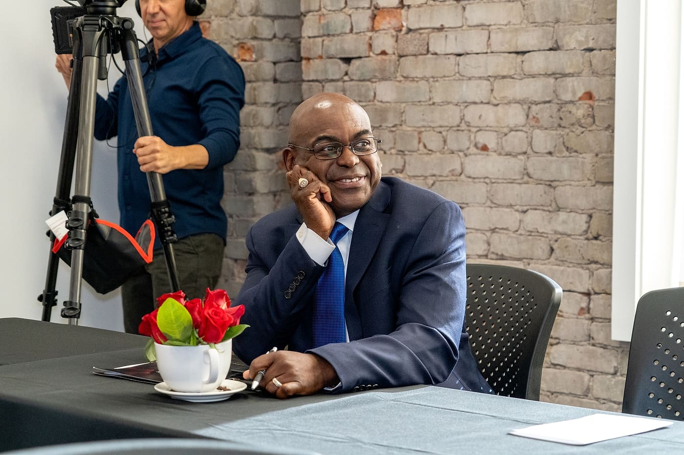 Rupert A. Hayles Jr. addressing a business breakfast audience