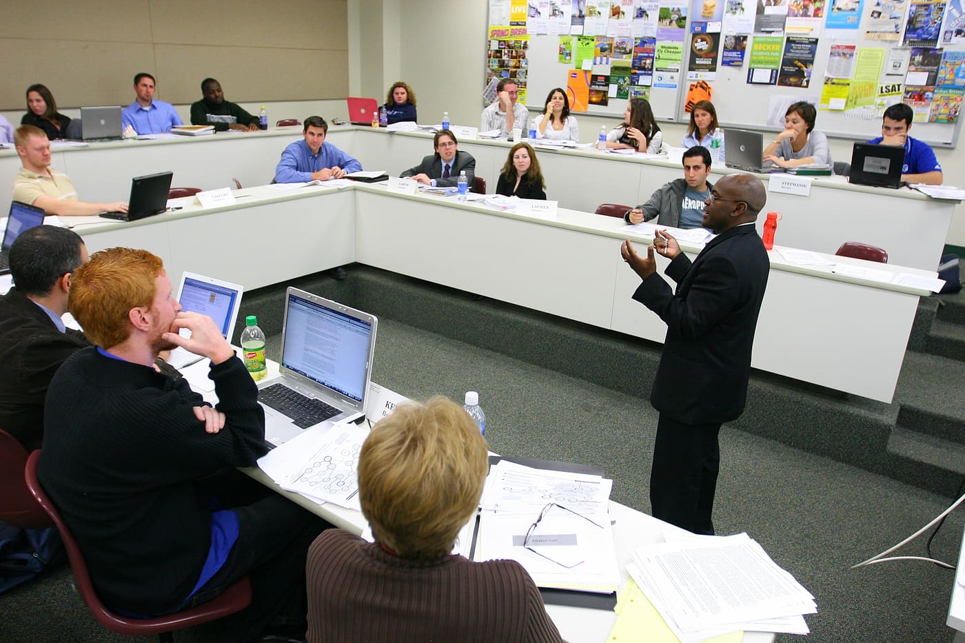 Rupert A. Hayles Jr. teaching a full classroom at Seton Hall University